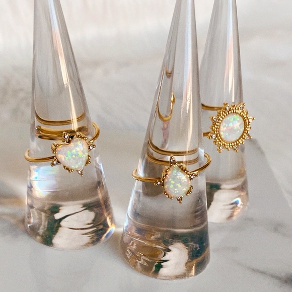 18K White Opal Adjustable Ring - Picture 6 of 6